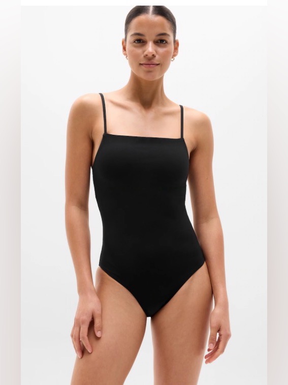 Athleta Straight Neck One Piece. Black. Extra Small Petite